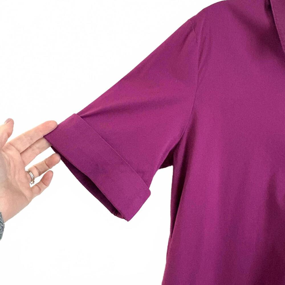 Chico’s | Short Sleeve Collared Purple Fuchsia Shirt Dress Pockets Size 2X - Picture 2 of 8